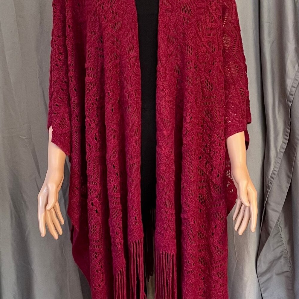 New Trendy Burgundy Crochet Shawl